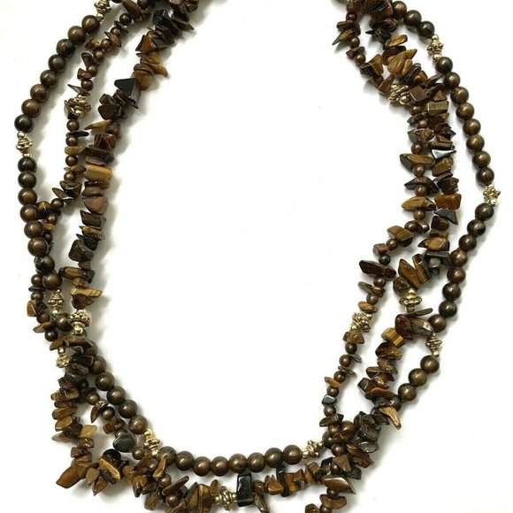 Jewelry - Tigers Eye Necklace Natural Stone Chip Brown